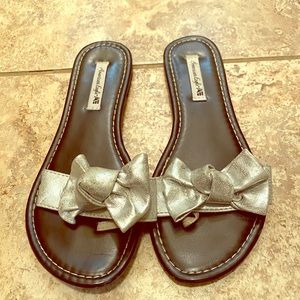 Fun metallic bow sandals